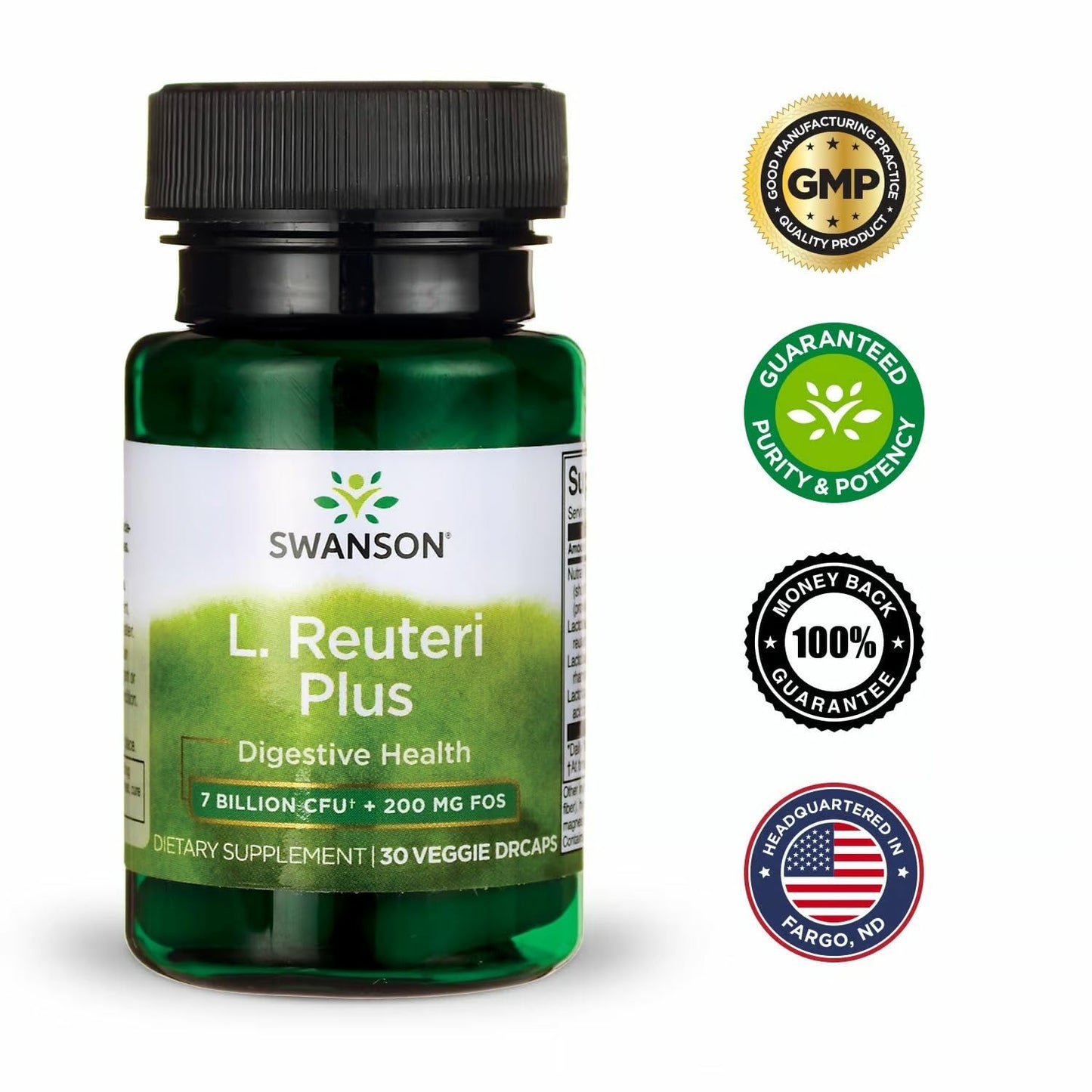 Swanson L. Reuteri Probiotic Plus 7B CFU - 30 Veggie Capsules (2 Pack)