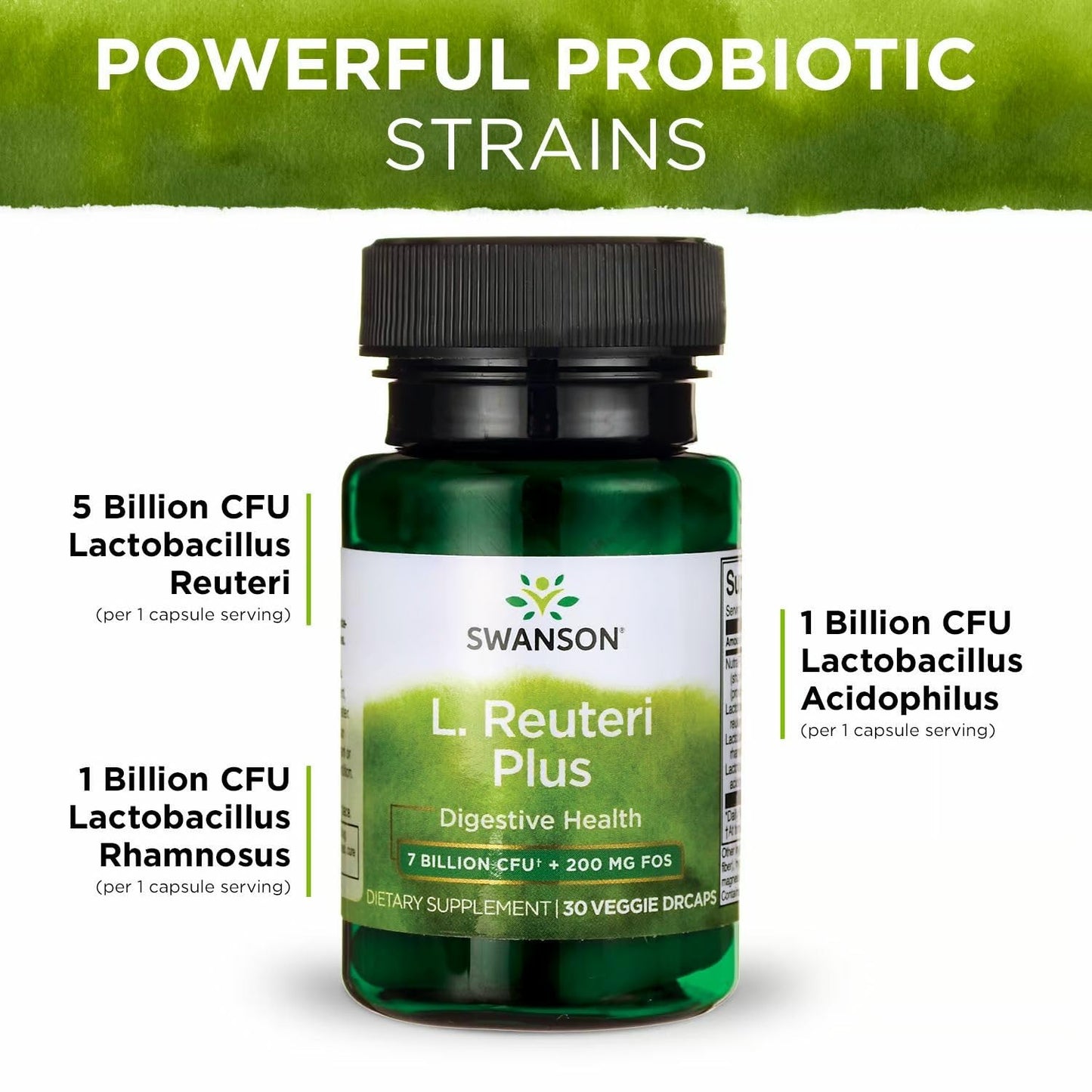 Swanson L. Reuteri Probiotic Plus 7B CFU - 30 Veggie Capsules (2 Pack)