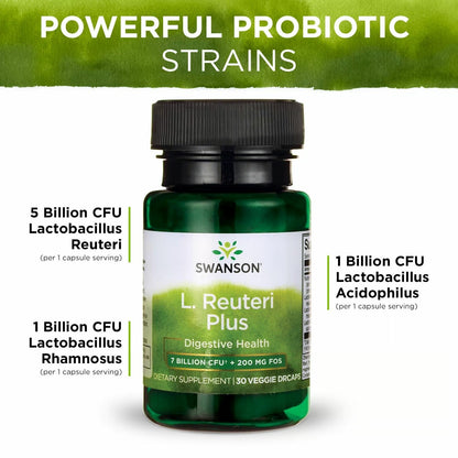 Swanson L. Reuteri Probiotic Plus 7B CFU - 30 Veggie Capsules (2 Pack)