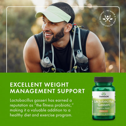 Swanson Lactobacillus Gasseri Probiotic - 3 Billion CFU - Satiety and Fat Metabolism Support - 60 Veggie Capsules (2 Bottles)