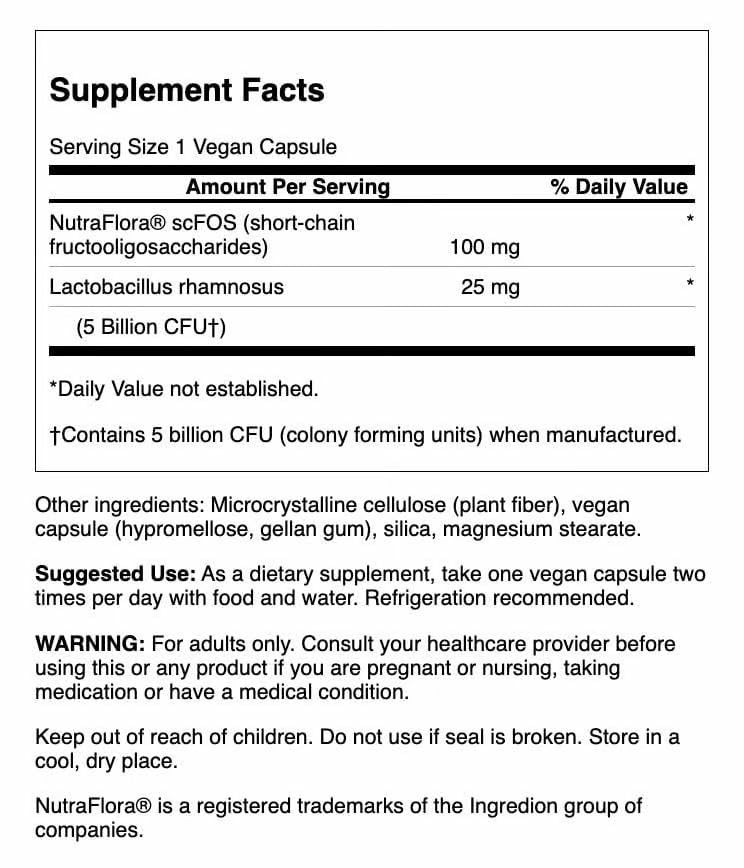 Swanson Lactobacillus Rhamnosus with FOS - Probiotic Supplement 5 Billion CFU - 3-Pack (60 Veggie Caps)