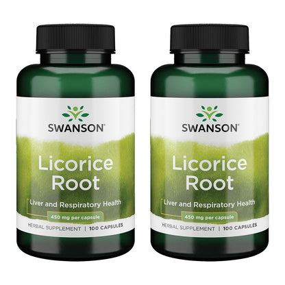 Swanson Licorice Root 450 mg 100 Caps (2 Pack) - Digestive & Liver Support