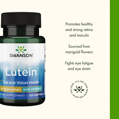 Swanson Lutein 20 mg – 120 Softgels | Eye Health Supplement