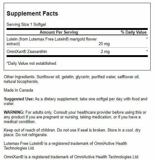 Swanson Lutein & Zeaxanthin Synergistic Eye Health – 60 Softgels (4 Pack)