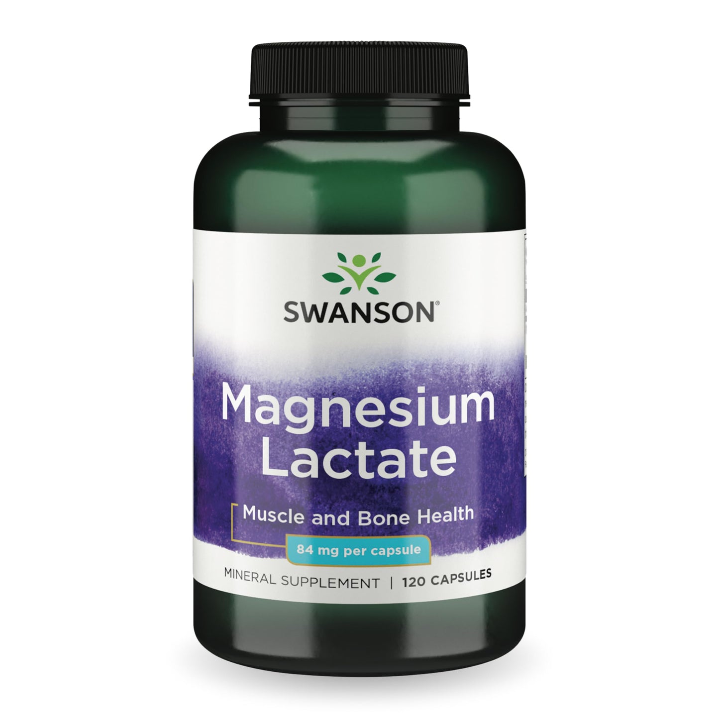 Swanson Magnesium Lactate (84 mg) - Lactose-Free Mineral Supplement, 120 Capsules