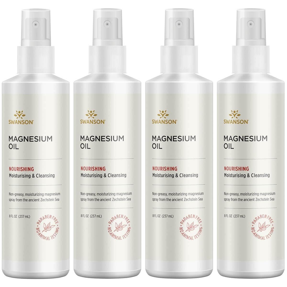Swanson Magnesium Oil Spray Zechstein - Soothes Muscles, Nourishes Skin, Sleep Support - 8 fl oz (237 ml) Liquid (4 Pack) - Dr. Barbara Hendel's Formula