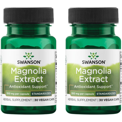 Swanson Magnolia Bark Herbal Supplement – Digestive & Nervous System Support (30 Veggie Capsules, 200mg) 2 Pack