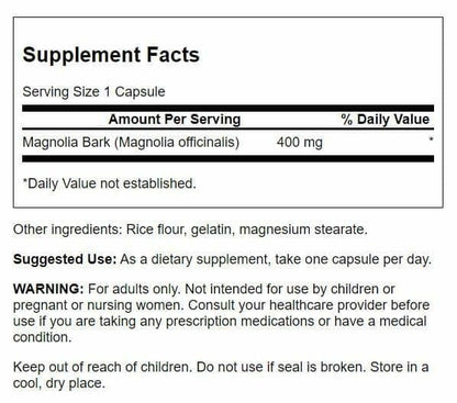 Swanson Magnolia Bark 60 Caps (400 mg) - Digestive & Nervous System Support