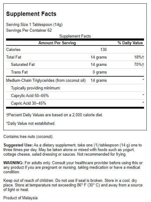 Swanson 100% Pure MCT Oil 32 fl oz (946 ml) Liquid
