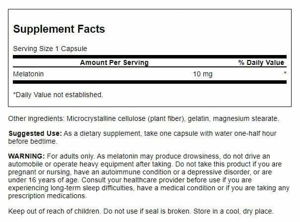Swanson Triple Strength Melatonin - 10mg Sleep Support (60 Caps) - 3 Pack