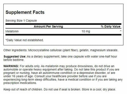 Swanson Triple Strength Melatonin - 10mg Sleep Support (60 Caps) - 3 Pack