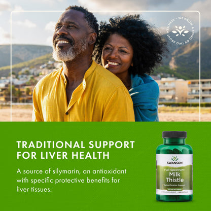 Swanson Milk Thistle - Herbal Liver Support, 500 mg per Serving, 2 Pack (100 Capsules)