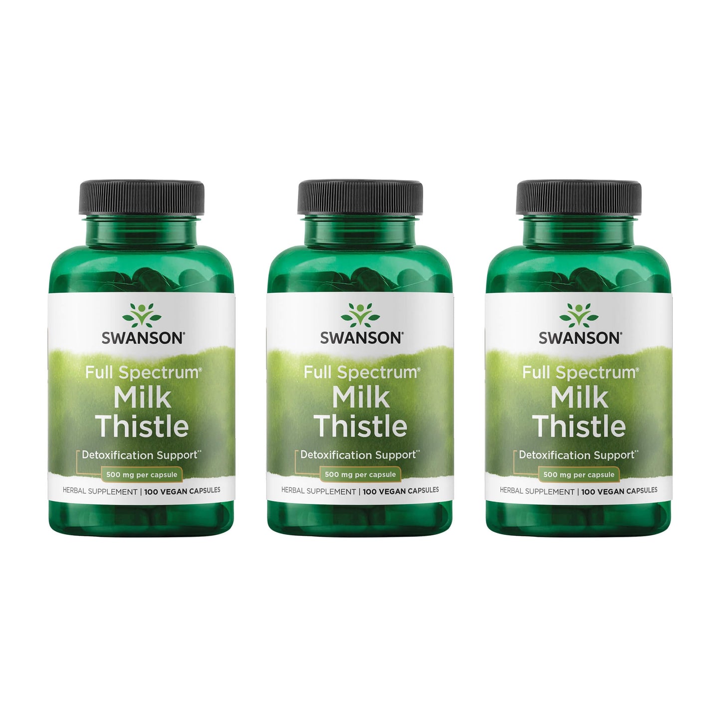 Swanson Milk Thistle - Herbal Liver Support (100 Capsules, 500mg) 3-Pack