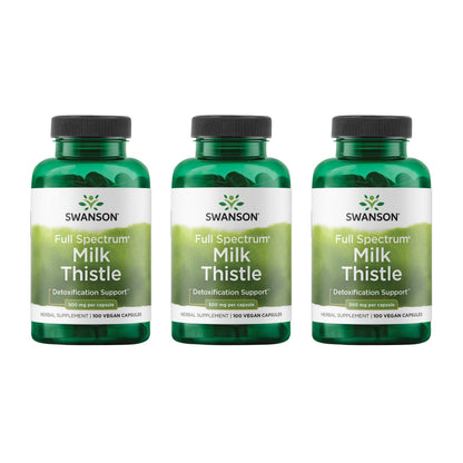 Swanson Milk Thistle - Herbal Liver Support (100 Capsules, 500mg) 3-Pack