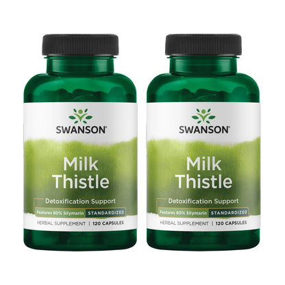 Swanson Milk Thistle (Standardized) - 120 Capsules | Liver Support, 2 Pack