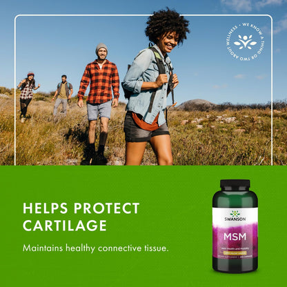 Swanson MSM 1000mg 240 Capsules - Joint Health & Mobility (2 Pack)