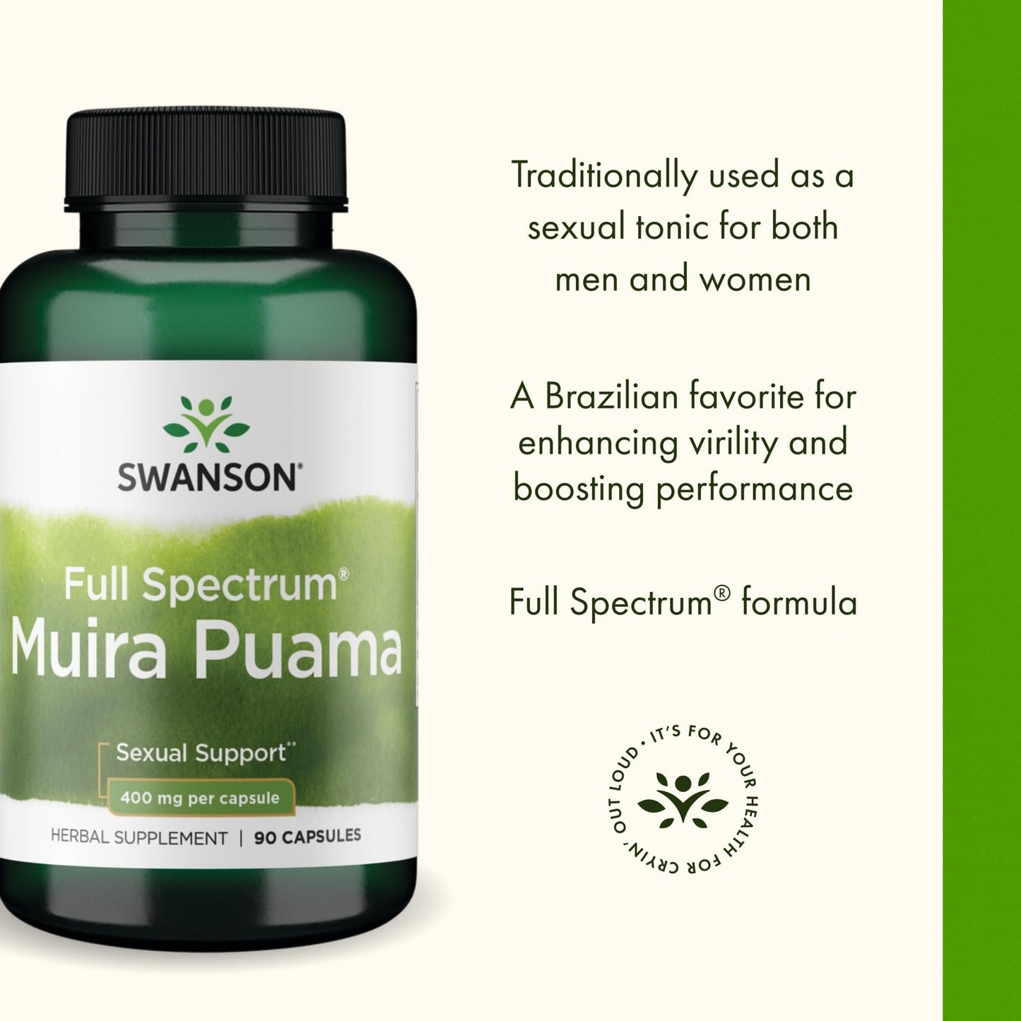 Swanson Muira Puama Root 400 mg – 90 Capsules (3 Pack) – Sexual Health & Libido Support