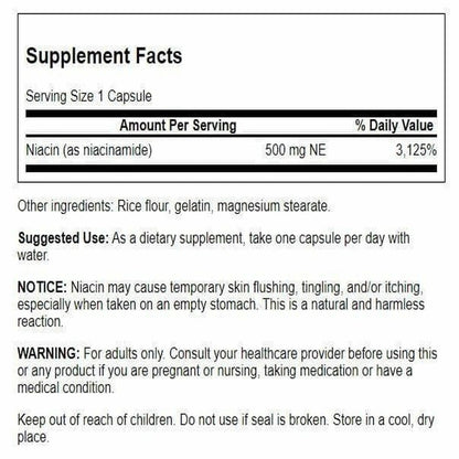 Swanson Niacinamide 500 mg 250 Caps (2 Pack) – Non-Flush Niacinamide Supplement