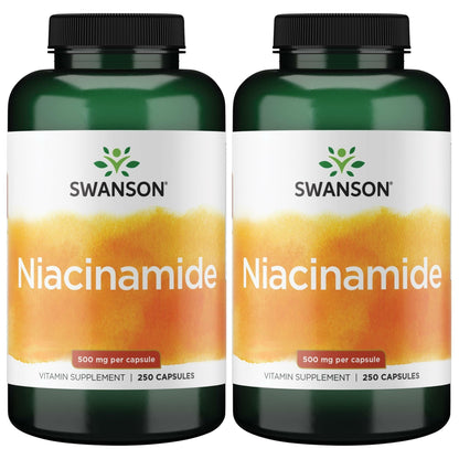 Swanson Niacinamide 500 mg 250 Caps (2 Pack) – Non-Flush Niacinamide Supplement