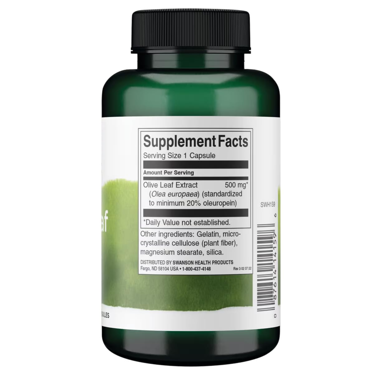 Swanson Olive Leaf Extract Capsules with 20% Oleuropein – 2 Bottles (120 Capsules, 500 mg Each)