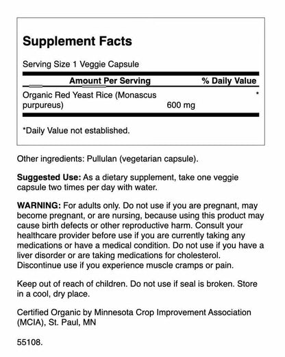 Swanson Organic Red Yeast Rice 600 mg – 60 Veg Caps (3 Pack)
