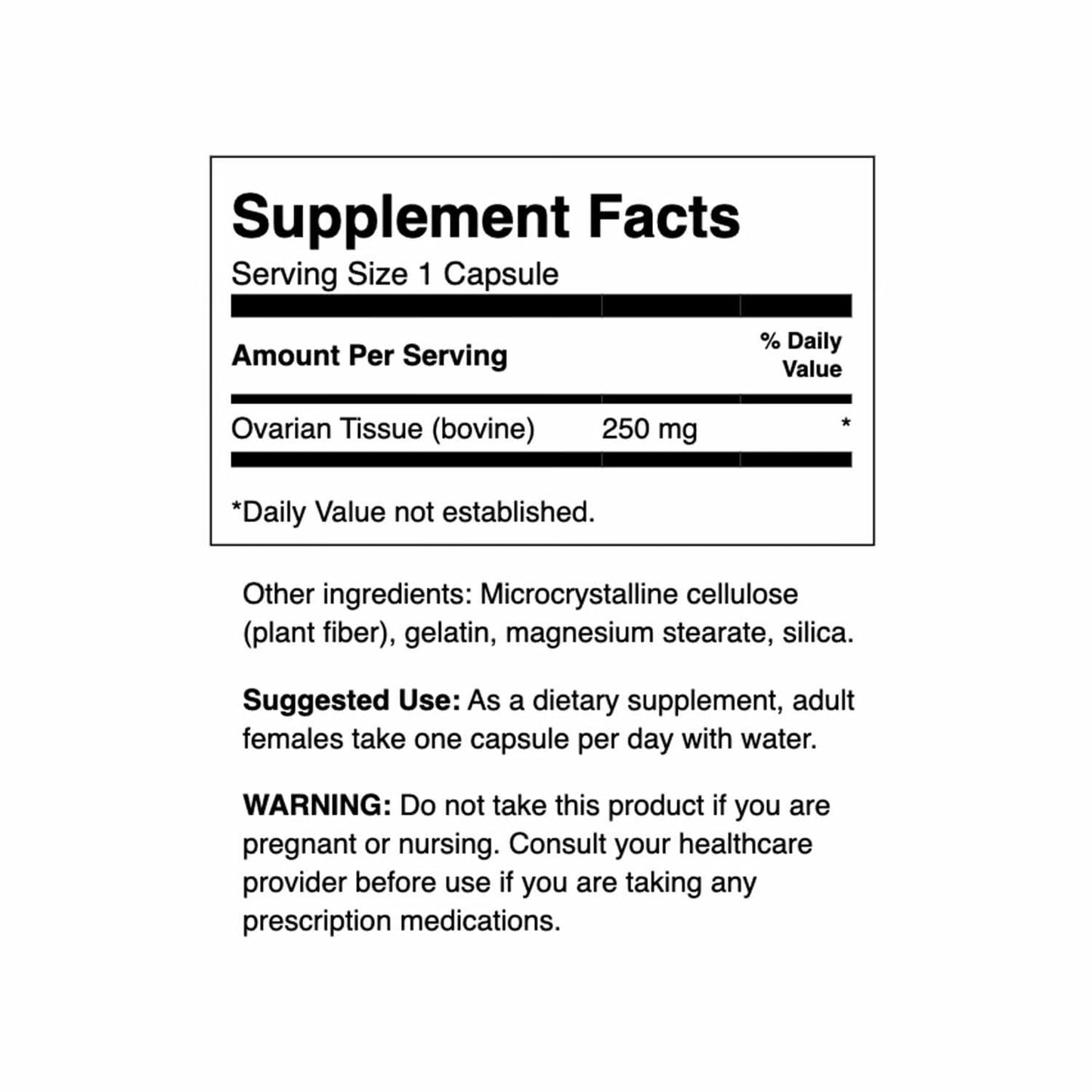 Swanson Ovarian Glandular - Natural Women's Health & Balance Support | 60 Capsules (250 mg) - 4 Pack