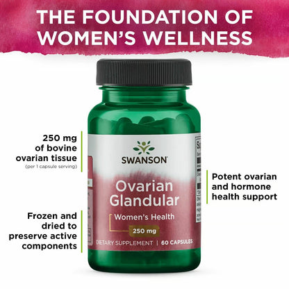 Swanson Ovarian Glandular - Natural Women's Health & Balance Support | 60 Capsules (250 mg) - 4 Pack