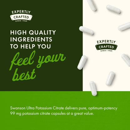 Swanson Potassium Citrate – Heart Health & Energy Support | 120 Capsules (99 mg) – 4 Pack