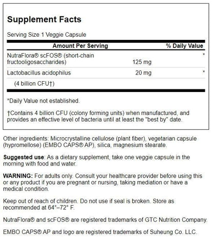 Swanson Prolacto Acidophilus 4 Billion CFU - 60 Veg Capsules | Probiotic Supplement