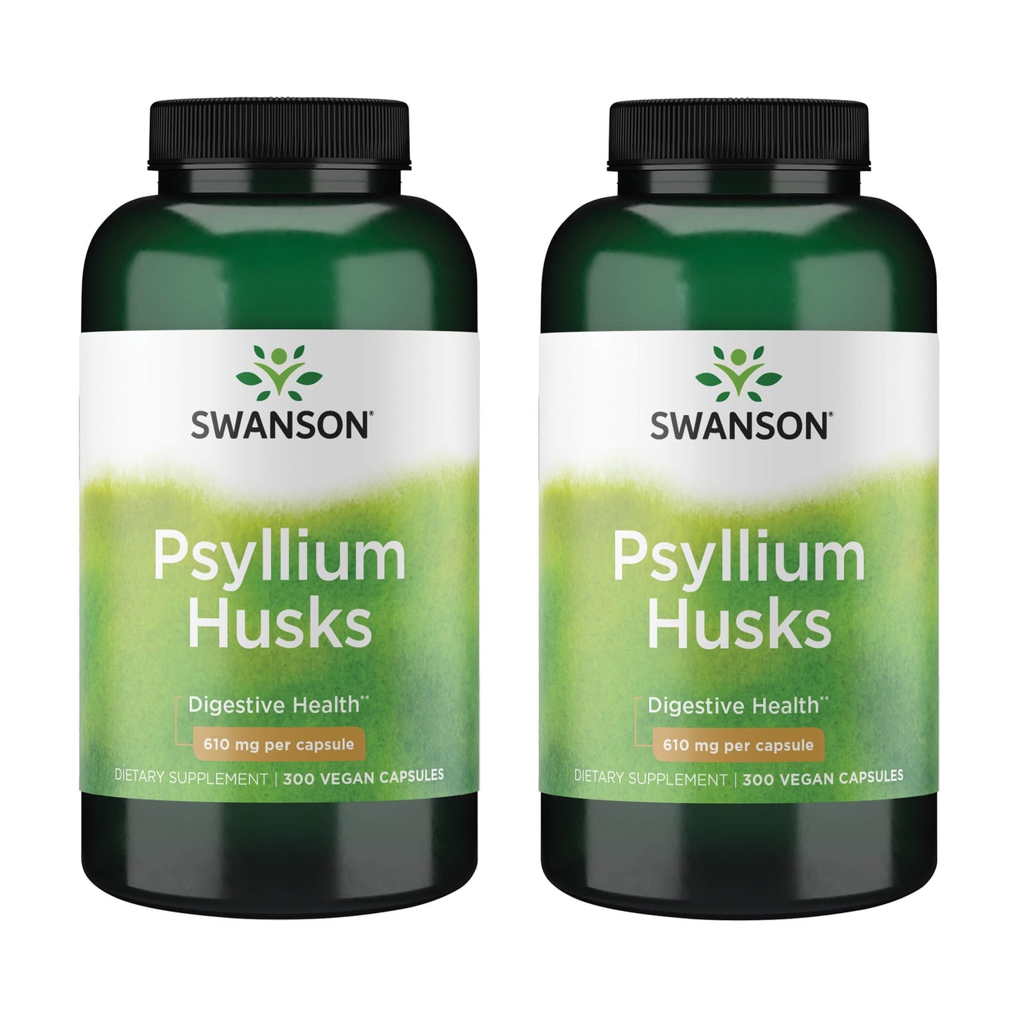 Swanson Psyllium Husk Dietary Fiber Supplement 610 mg – 300 Capsules (2 Pack)