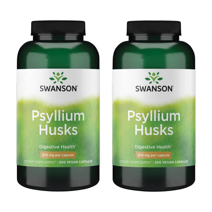 Swanson Psyllium Husk Dietary Fiber Supplement 610 mg – 300 Capsules (2 Pack)