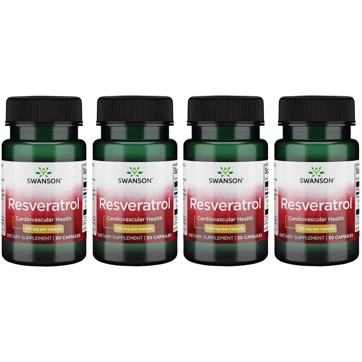 Swanson Resveratrol 100 - 100 mg per Capsule, 30 Capsules (4 Pack)