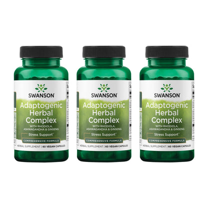 Swanson Rhodiola Ashwagandha Ginseng Complex – Mood, Energy & Immune Support | 60 Capsules (3 Pack)