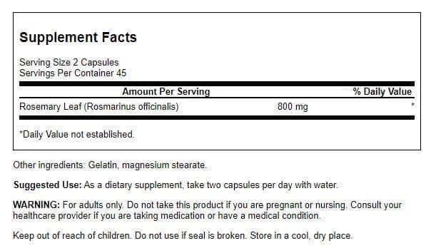 Swanson Rosemary 400 mg – Immune Support (90 Capsules, 2 Pack)