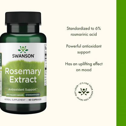 Swanson Rosemary Extract 500 mg - 60 Capsules | 6% Rosmarinic Acid