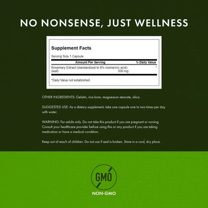 Swanson Rosemary Extract - Standardized 500 mg (60 Caps) - 2 Pack