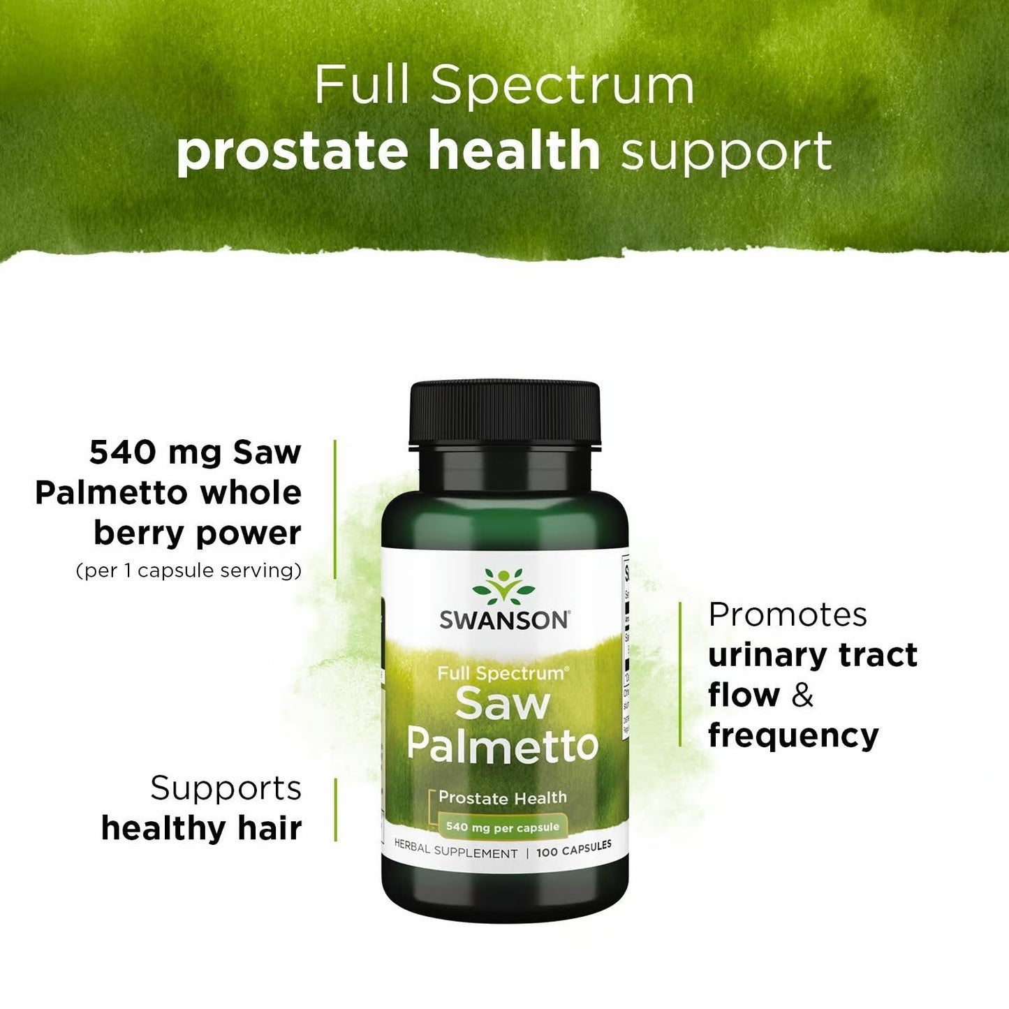 Swanson Saw Palmetto - Prostate & Urinary Health Support (540 mg, 100 capsules, 2 pack)