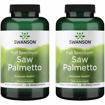 Swanson Saw Palmetto 540 mg - Prostate Health Support (2 Pack, 250 Capsules)