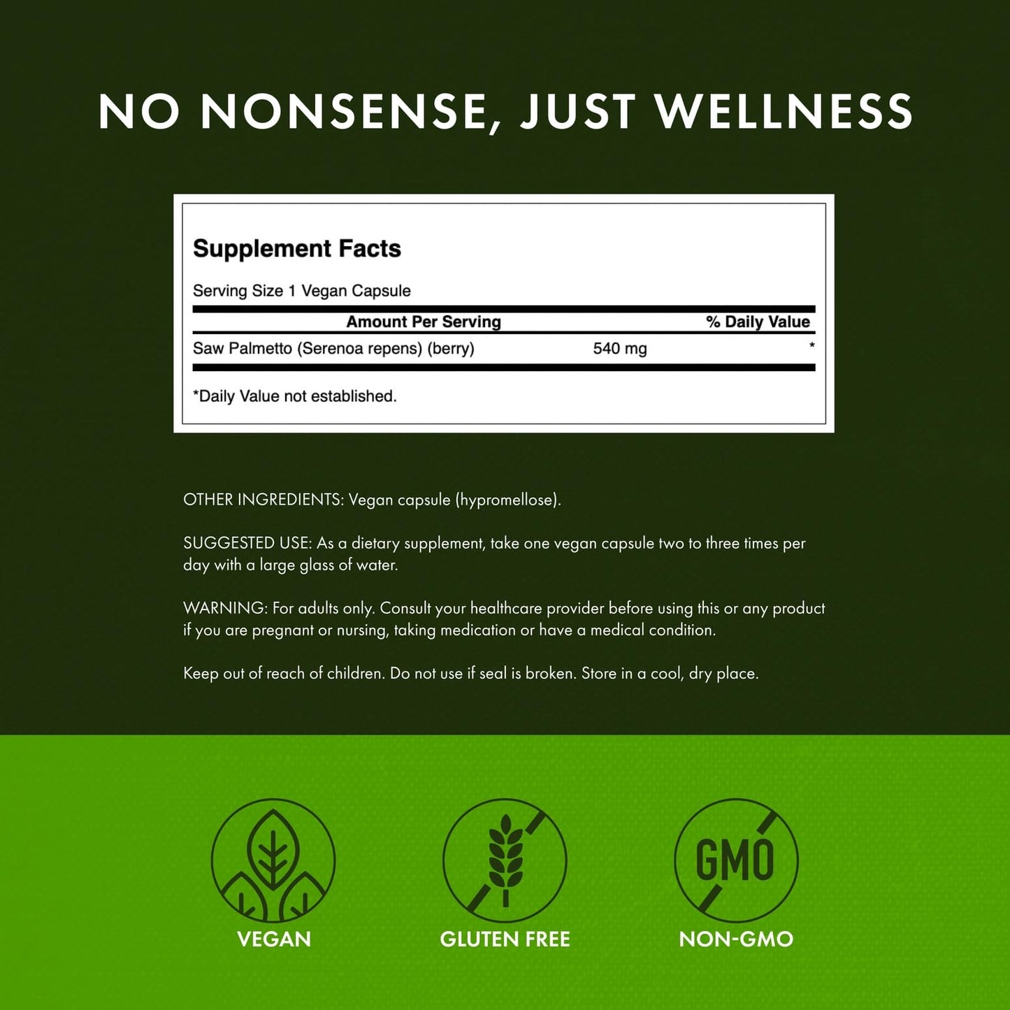 Swanson Saw Palmetto – Prostate & Urinary Health Support, Hair Benefits (540 mg, 250 Capsules) – 3 Pack