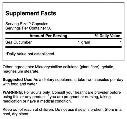 Swanson Sea Cucumber - Natural Joint Health & Mobility Support, 100 Capsules (500 mg Each) - 4 Pack