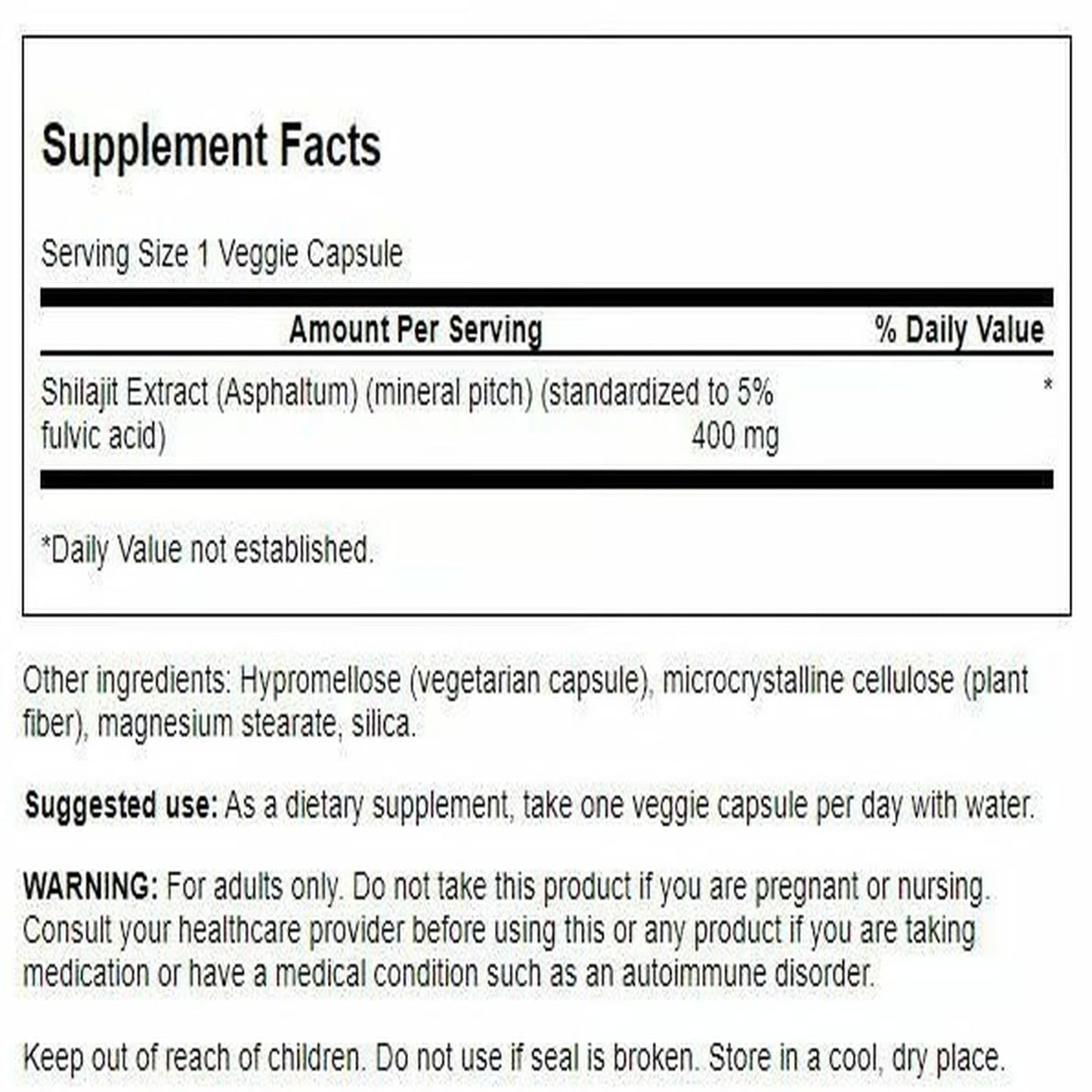 Swanson Shilajit Extract - Herbal Supplement for Cell Growth Support - 400 mg, 60 Veg Capsules, 2-Pack