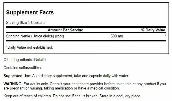 Swanson Stinging Nettle Root (Urtica Dioica) – 100 Capsules, 500mg – 2 Pack Herbal Supplement