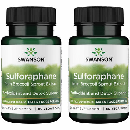 Swanson Sulforaphane - Broccoli Sprout Extract for Liver & GI Health | 0.4% Sulforaphane | 60 Veggie Caps (2 Pack)