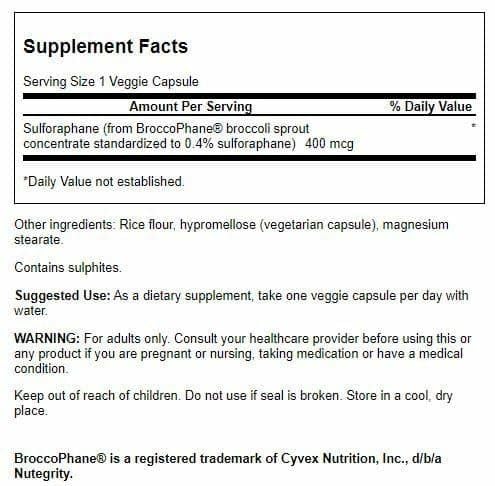 Swanson Sulforaphane - Broccoli Sprout Extract for Liver & GI Health | 0.4% Sulforaphane | 60 Veggie Caps (2 Pack)