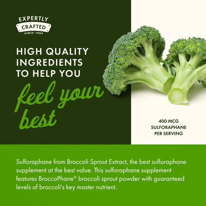 Swanson Sulforaphane - Broccoli Sprout Extract | 0.4% Sulforaphane, 60 Veggie Capsules (400 mcg each)