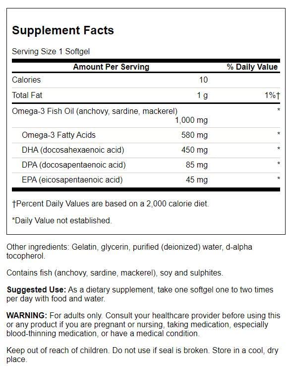 Swanson Super DPA Fish Oil 1000 mg – 60 Softgels (4 Pack)