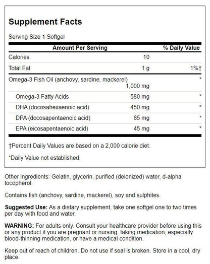 Swanson Super DPA Fish Oil 1000 mg – 60 Softgels (4 Pack)