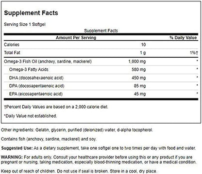 Swanson Super DPA Fish Oil 1000 mg – 60 Softgels (4 Pack)
