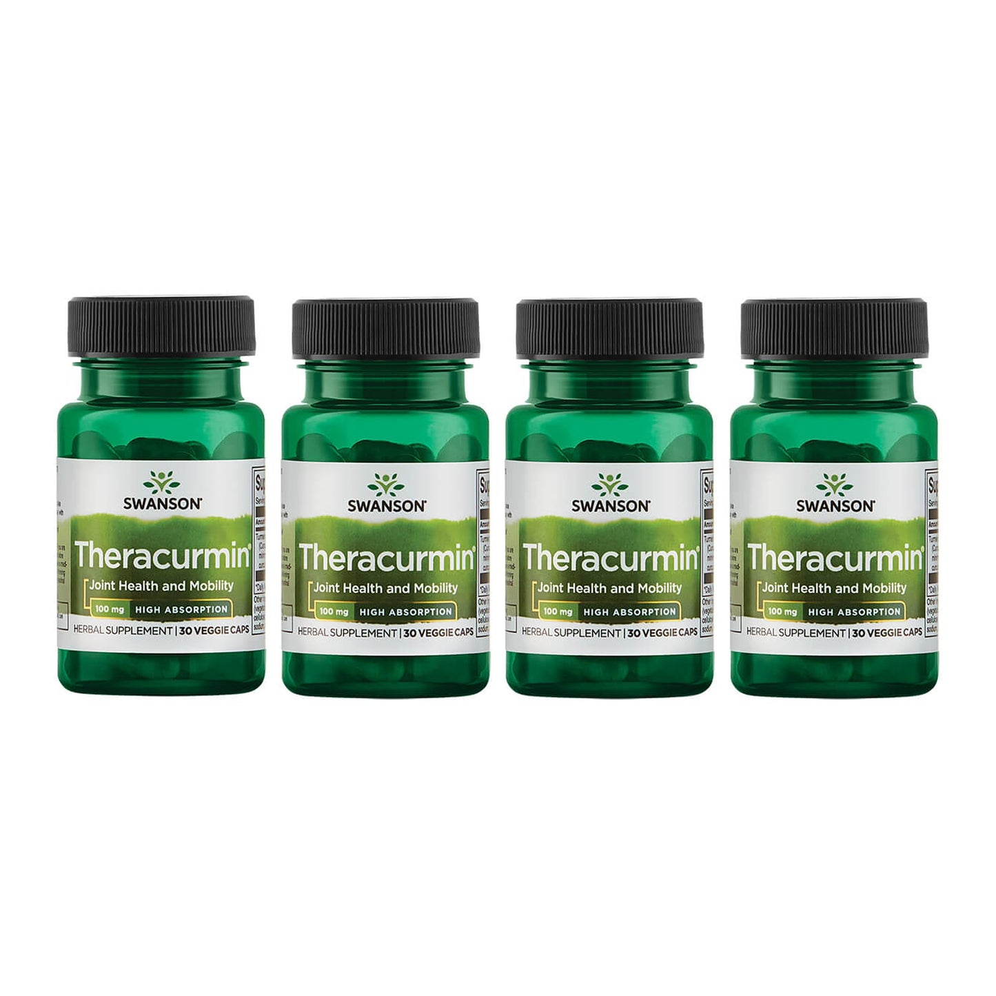 Swanson Theracurmin - Joint Health & Mobility Support, High Absorption Turmeric 100mg - 30 Capsules (4 Pack)