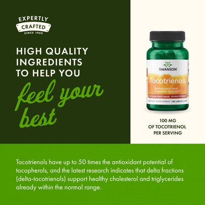 Swanson Double Strength Tocotrienols – Antioxidant Supplement | 60 Liquid Capsules, 100 mg Each (3 Pack)